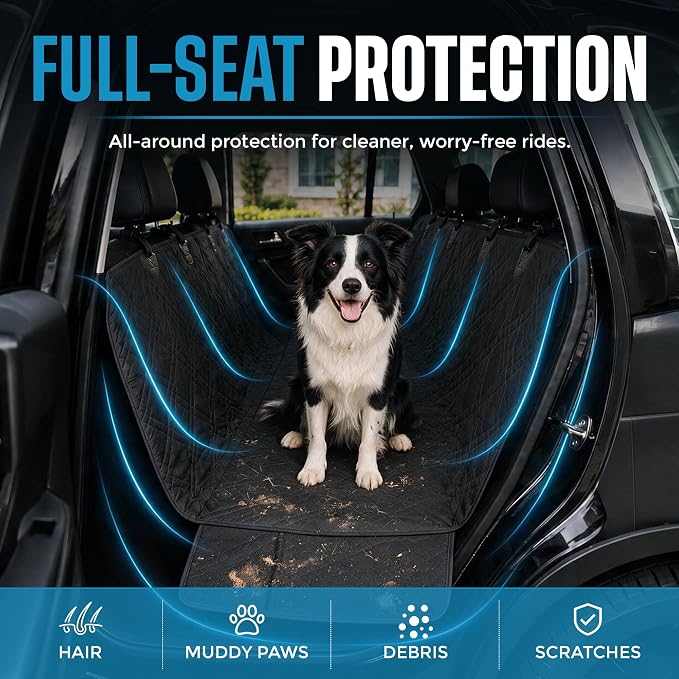 Bulldogology Dog Car Seat Cover 64"x60" Waterproof Heavy Duty Bench Dog Hammock Backseat Protector from Hair, Muddy Paws, Scratches - Pet Car Seat Cover for Cars Trucks SUVs (X-Large) - Image 7