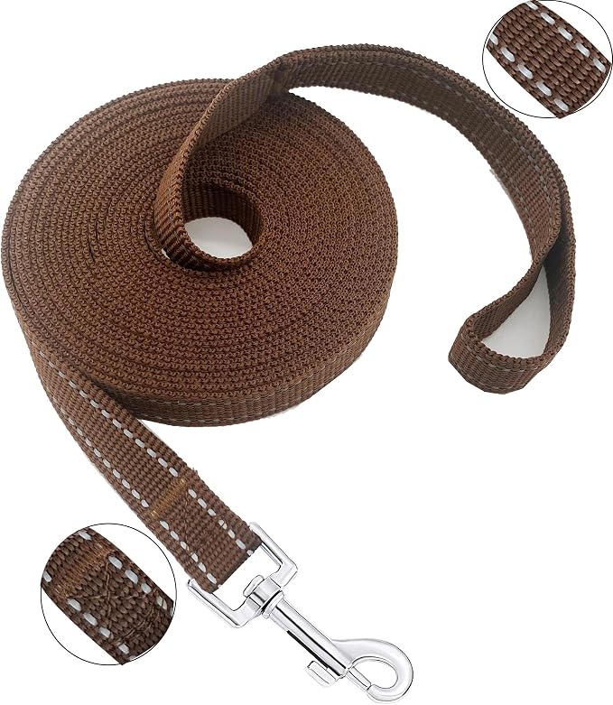 Nylon Training Dog Leash for Small Medium Dogs, 15ft 20ft 30ft 50ft 100ft Reflective Long Leash Dog/Puppy Lead for Obedience Recall Training, Camping - Image 2