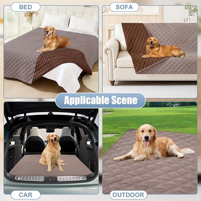 Smiry Waterproof Reversible Pet Couch Covers for Dogs | Pet Friendly, Soft Fabric, Washable Sofa Furniture Protector for Dogs Cat Kids, Checkered (30"x70", Greyish Brown/Brown) - Image 7