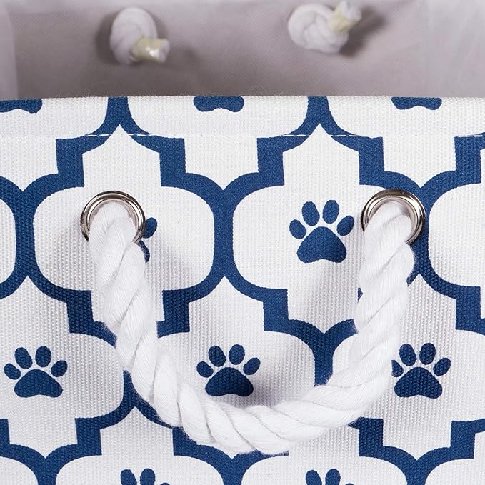 Bone Dry Pet Storage Collection Lattice Paw Print, Small Rectangle, White/Navy - Image 2
