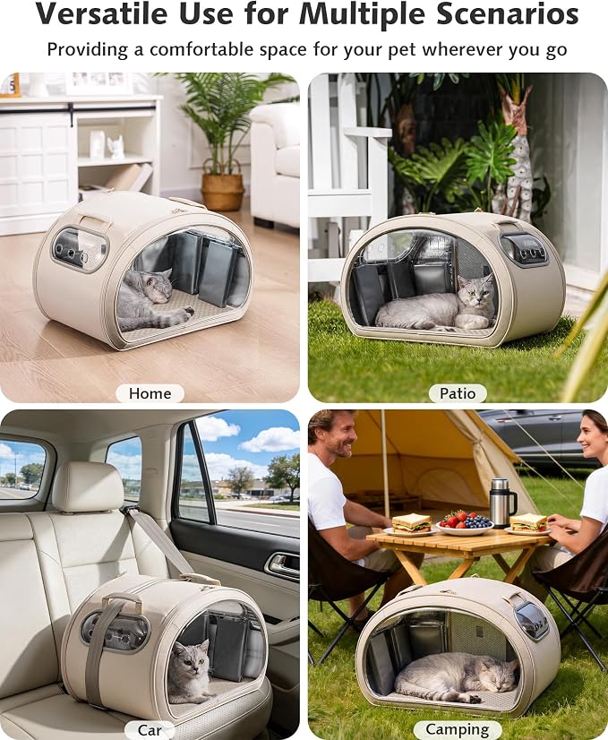 Pecute Cooling Dog House,with Cooling Mat for Small Dogs,Cat Bed,M,Cream | 6 Ice Packs for Cooler,Aluminum Film Insulation System,Breathable, Cool, Safe, and Sturdy AC Room for Cats in Hot Summer Days - Image 8