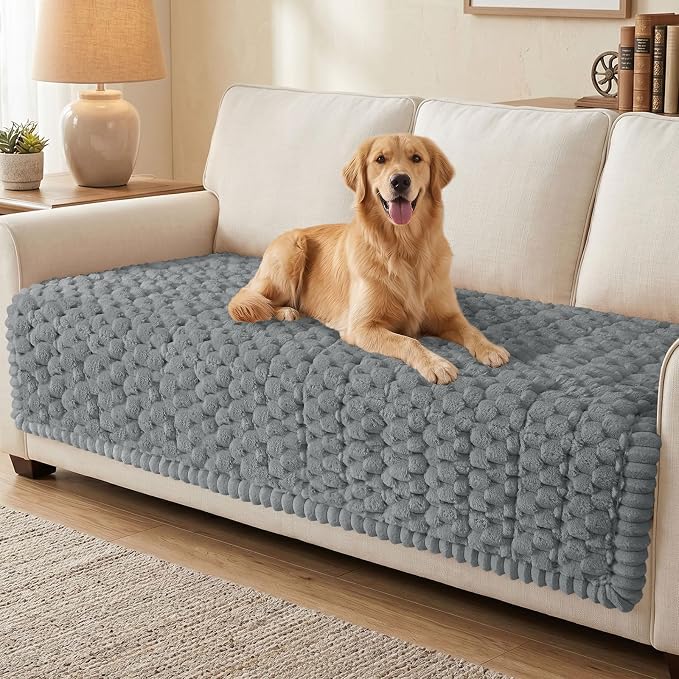 Smiry Non Slip Couch Covers for Dogs, Scratch Resistant Pet Sofa Protector | Machine Washable Soft Fuzzy Thick Furniture Cover for Sofa Loveseat Sectional Large Dogs, Grey, 43" x 82.7" by Smiry