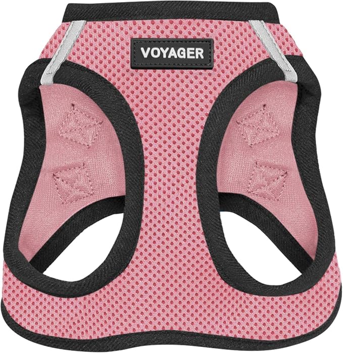 Voyager Step-in Air Dog Vest Harness - Pink/Black Trim, Medium | 16 - 18" in Chest, Reflective Bands, All Weather Breathable Air Mesh, Cats Compatible, Lightweight, Fast Drying by BestPetSuppliesLLC