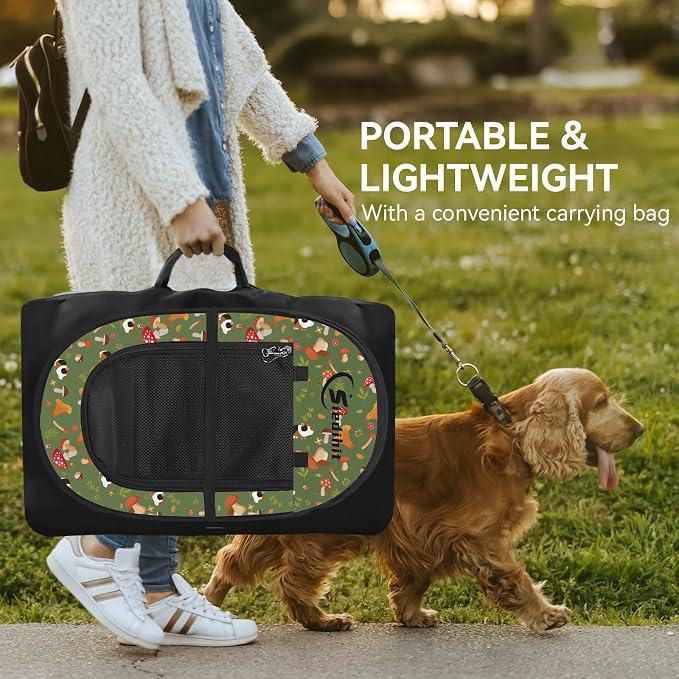 Siedihit Dog Playpen, Medium Dogs Tent Crates Cage Indoor/Outdoor | Portable Pop Up Dog Kennel Playpen with Carrying Case for Dogs/Cats/Rabbits(Cottagecore, Medium) - Image 8