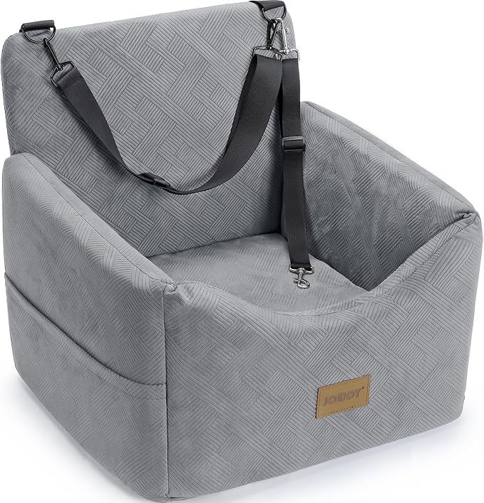 JOEJOY Dog Car Seats for Small Medium Dogs Under 35lbs, Dog Booster Seat with Detachable Washable Cover and Cushion, Memory Foam Pet Car Seat with Safety Belt and Storage Pockets (LG) by JOEJOY