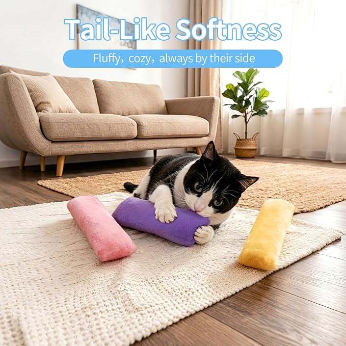 WOUSEDO Catnip Plush Pillows Toys 3 Pack, Crinkle Sound and Catnip Inside | Soft and Durable, Interactive Indoor Cat Kicker Toy for Kitten, Promotes Cat Exercise & Play, Companion for Indoor Cats Toy - Image 7