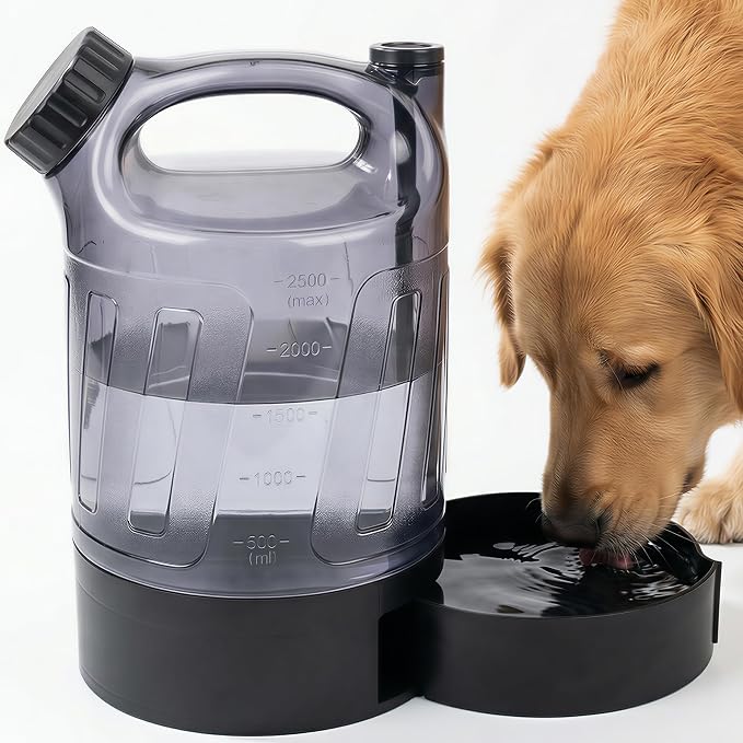 Portable Dog Travel Water Bottle 84 oz, Dog Camping Hiking Walking Beach Park Outdoor Essentials, Large Dog Water Bottle Bowl Dispenser, Leak Proof Pet Water Bottle for Dogs, by Home
