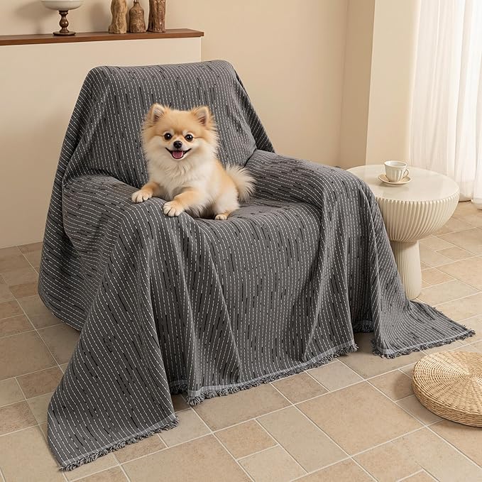 MYSKY HOME Chair Covers Armchair, Recliner Chair Cover Dark Grey Couch Cover, Sofa Cover for Sectional Sofa L Shape Oversized Couch Covers Protector for Dog Pet Couch Throw Slipcover Washable, 71"X91" by MYSKYHOME