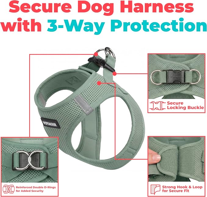 Voyager Step-in Air Dog Vest Harness - Moss Green, Medium | 16 - 18" in Chest, Reflective Bands, All Weather Breathable Air Mesh, Cats Compatible, Lightweight, Fast Drying - Image 2