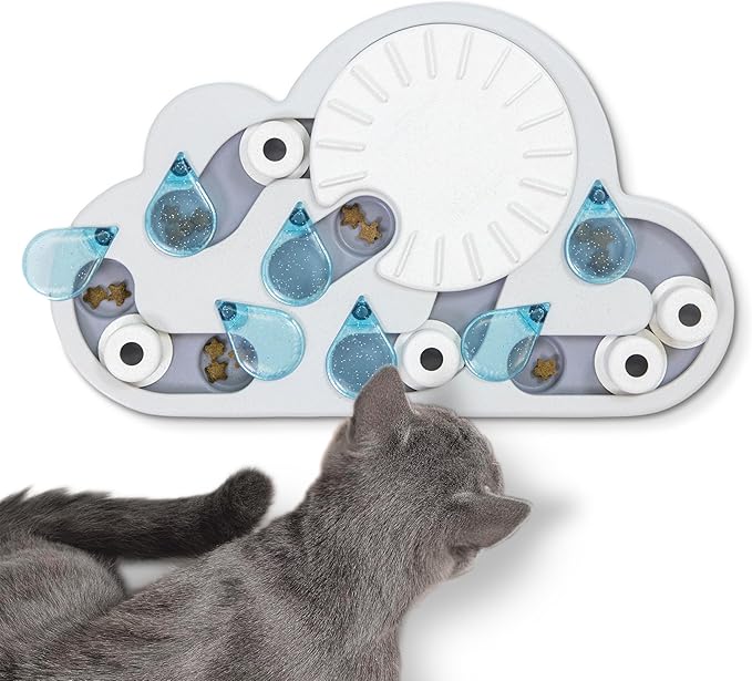 Catstages Nina Ottosson Rainy Day Puzzle & Play Cat Toy Treat Puzzle, 14" | Level 3 Advanced, 19 Hidden Treat Cups, Problem Solving, Interactive Enrichment, Slow Feeder, Indoor Cats & Kittens by Catstages
