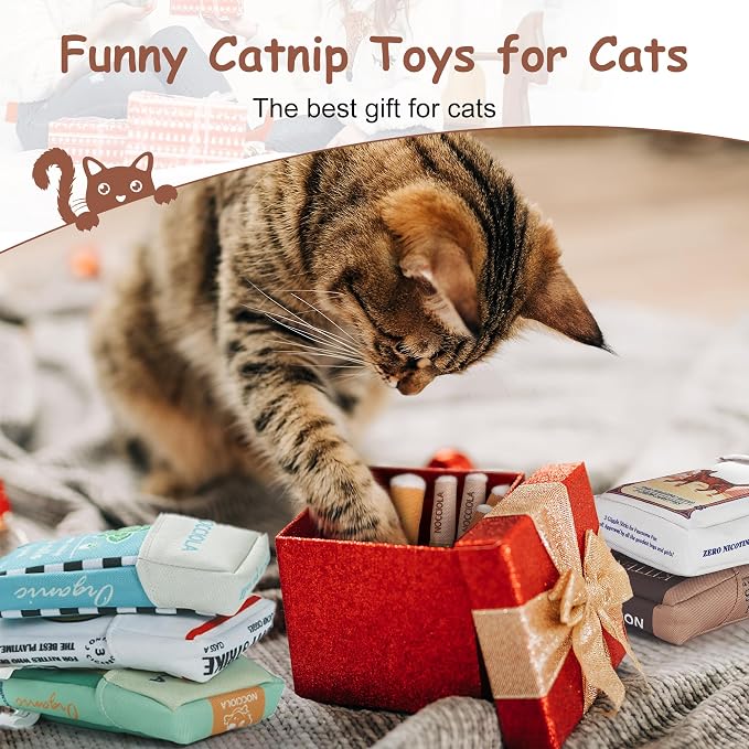 Nocciola 3 Pack Catnip Toys for Cats, Funny Cat Toys Filled with 100% Pure Organic Catnip, Safe Kitten Teething Chew and Kicker Toys, Stress Relieving Fun for Indoor Cats, Brown - Image 7