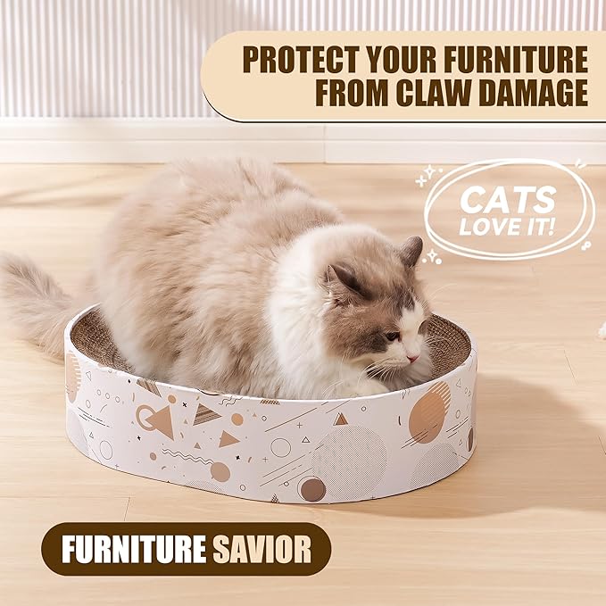 SMARTBEAN Oval Sturdy Cat Scratching Cardboard Pad Breathable Cat Scratch Pad, Cat Scratching Cardboard for Indoor Cats, Furniture Protecter - Image 2