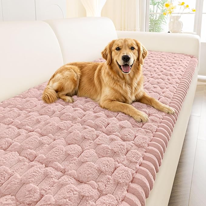 Smiry Non Slip Couch Covers for Dogs, Scratch Resistant Pet Sofa Protector | Machine Washable Soft Fuzzy Thick Furniture Cover for Sofa Loveseat Sectional Large Dogs, Dusty Rose, 27.6" x 88" by Smiry