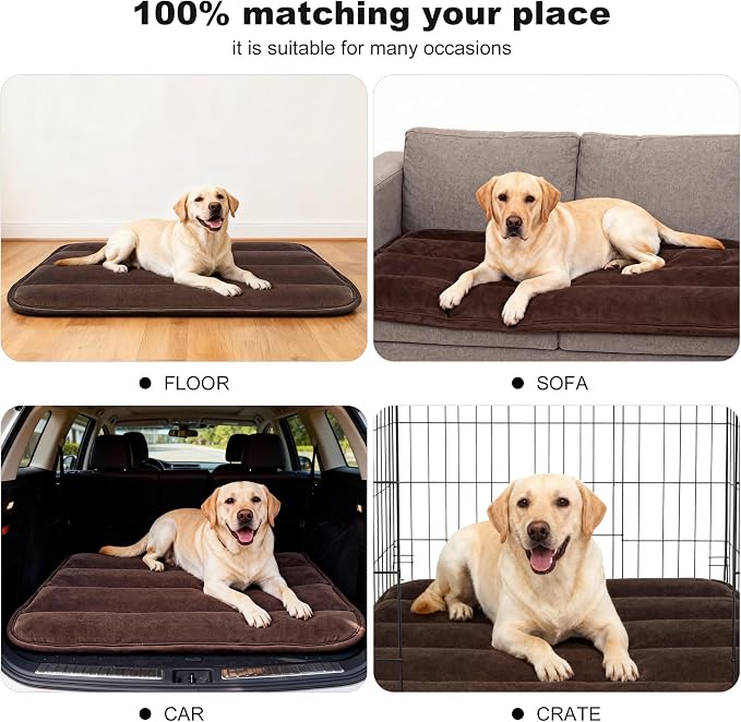 pobopobo Dog Crate Pad, Ultra Soft & Anti-Slip Kennel Mat, Secure Fit for Metal Crates & Dog Cages, Washable Cozy Bed for Small Medium Large Dogs (Dark Brown, L(34"*20"*1.5")) - Image 8
