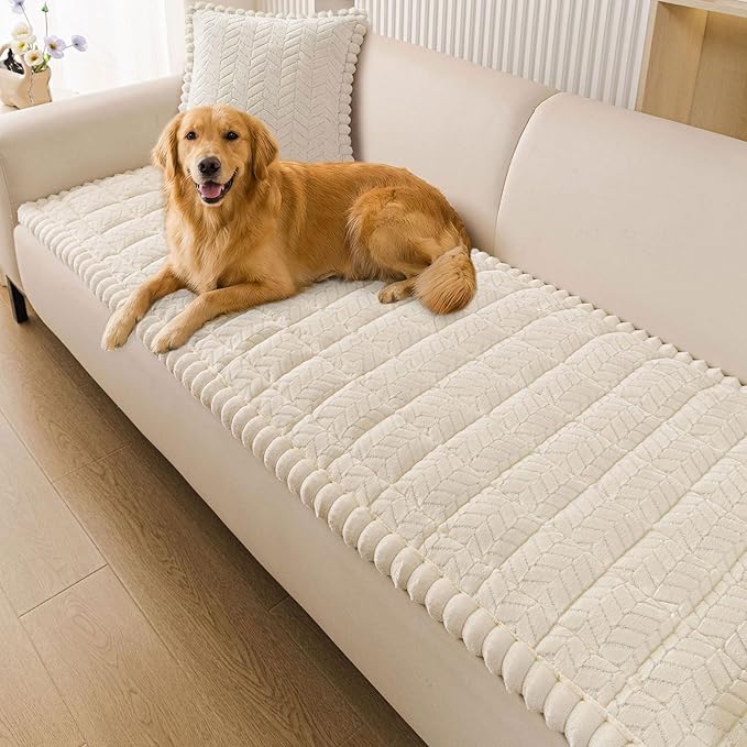 Smiry Couch Cover for Dogs, Non Slip Fuzzy Pet Sofa Covers Washable | Sofa Slipcovers for 2 Cushion Couch, Soft Thick Furniture Protector for Cats Dogs, Against Fur, Dirt, Scratch (27.6"x47") by Smiry