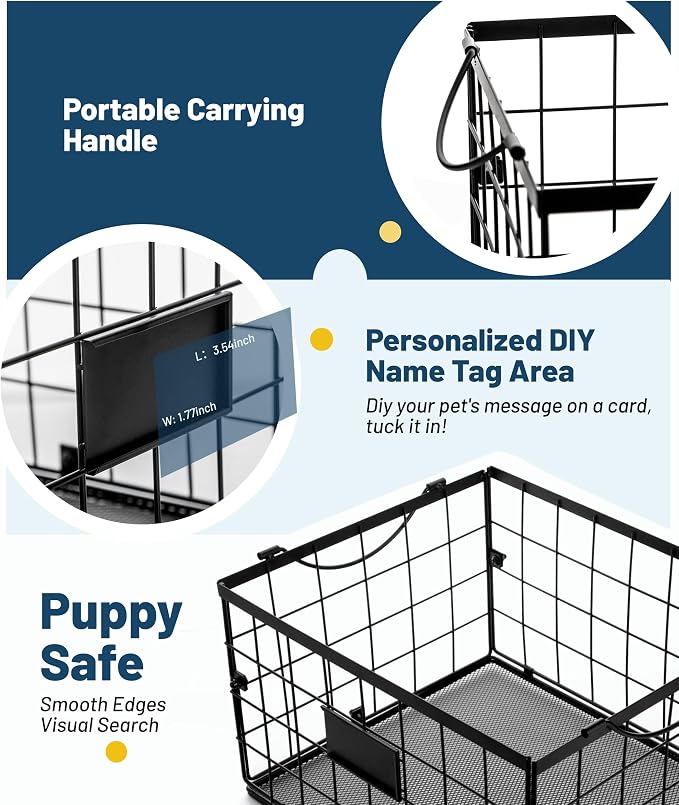 Dog Toy Basket, Dog Toy Storage Bin for Pet, Medium Toy Box for Dogs, Metal Storage Box with Handles, Toy Organizer Holder Boxes for Living Room (Black) - Image 3