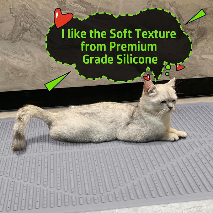 Mofason Cat Litter Mat XXL, Pearl Waterproof Litter Box Mats Extra Large | Washable 38"x25" silicone kitty litter box mat for floor; jumbo extra large pet trapping rug pad, cat litter matt easy clean - Image 7