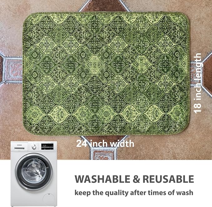 nunubaby 4PACK Washable Pee Pads for Dogs, Stylish, Non-Slip and Leak-Proof Pee Pads. Reusable Potty Pads for Dogs for Crates and Floors.(Green/Multi,18" x24" ) - Image 4