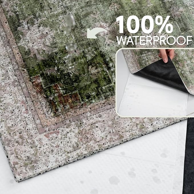 Cat Litter Mat Litter Trapping Mat, 33"x22" Waterproof Urine Proof Litter Box Mat Catcher Mat Non-Slip Washable for Kitty Kitten, Green - Image 4