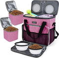 BAGLHER Dog Travel Bag, Pet Travel Bag (ALL Pet Travel Supplies), With 2 Pet Food Containers and 2 Collapsible Silicone Bowls; Essential Kits for Pet Travel Pink by BAGLHER