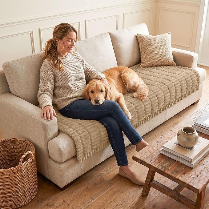 hyha Couch Cover for Dogs, Washable Non Slip Plush Flannel Sofa Protector | Thick Flannel, Anti-Slip Backing, Pet Hair & Scratch Protection, Fits Sofa & Loveseat (35.4" x 70.9") - Image 2