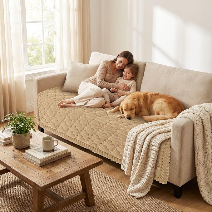 Smiry Couch Cover for Dogs Washable, Non Slip Fuzzy Pet Sofa Protector | Soft Thick Furniture Cover for Sofa, Loveseat and Sectional, Scratch & Pet Hair Resistant (Camel, 43" x 82.7") - Image 2