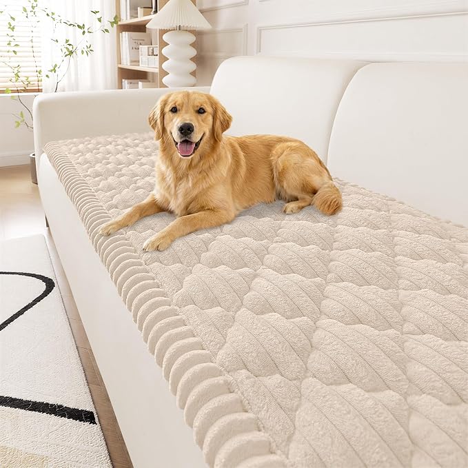 Smiry Couch Cover for Dogs Washable, Non Slip Fuzzy Pet Sofa Protector | Soft Thick Furniture Cover for Sofa, Loveseat and Sectional, Scratch & Pet Hair Resistant (Apricot, 27.6" x 95") by Smiry