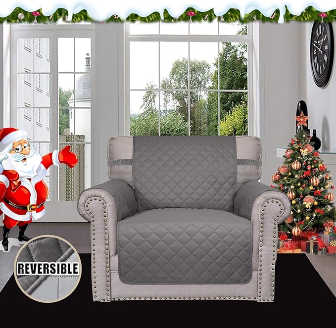 Easy-Going Reversible Couch Cover, Small Chair, Gray/Light Gray | Machine Washable Slipcover For Dogs, Water Resistant Furniture Mat For Living Room, Non-Slip Sofa Cover, Pet Friendly - Image 2
