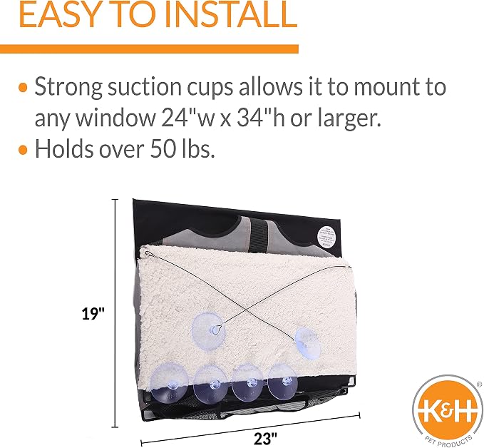 K&H Cat Window Perch, EZ Mount Window Penthouse Kitty Sill, 23x19in, Gray - Image 3