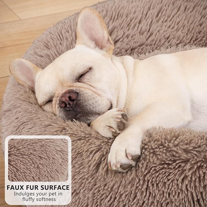 MIXJOY Orthopedic Dog Bed Comfortable Donut Cuddler Round Pet Beds Ultra Soft Washable Dog and Cat Cushion (20''/23''/27''/30'') (27'', Brown) - Image 2