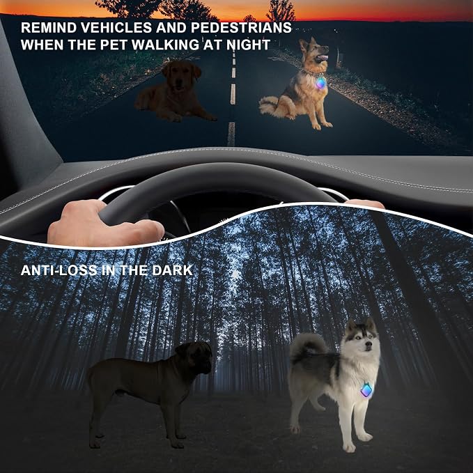 Dog Collar Light 4 Modes RGB Lights High Capacity USB Rechargeable Dog Light Waterproof for Night Walking(2 Pack Black) - Image 5
