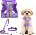 PUPTECK Dog Harness, Collar and Leash Set No Pull for Small Medium Sized | Plaid Puppy Step-in Escape Proof Reflective No Choke Pet Cat Adjustable Walking Vest by PUPTECK