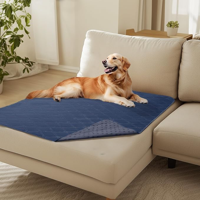Luciphia Waterproof Couch Cover for Dogs, Non-Slip Pet Sofa Protector | Non-slip waterproof couch cover scratch-resistant machine washable protects sofa bed from spills fur, Navy Blue, 40" x 50" by luciphia