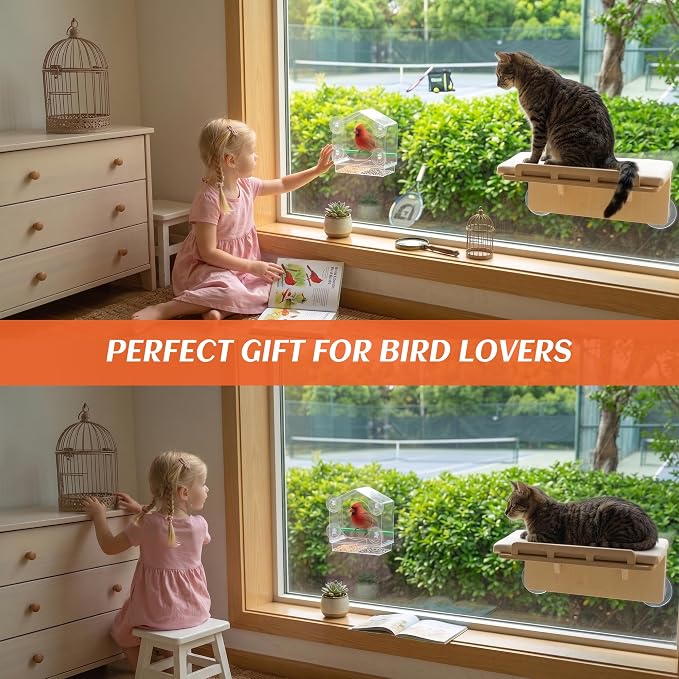 Cat Window Bird Feeder for Indoor Cats, Bird Watching TV for Cats | Clear Acrylic Outdoor Bird Feeding Station with Strong Suction Cups for Enrichment, Mental Stimulation & Boredom Relief - Image 6