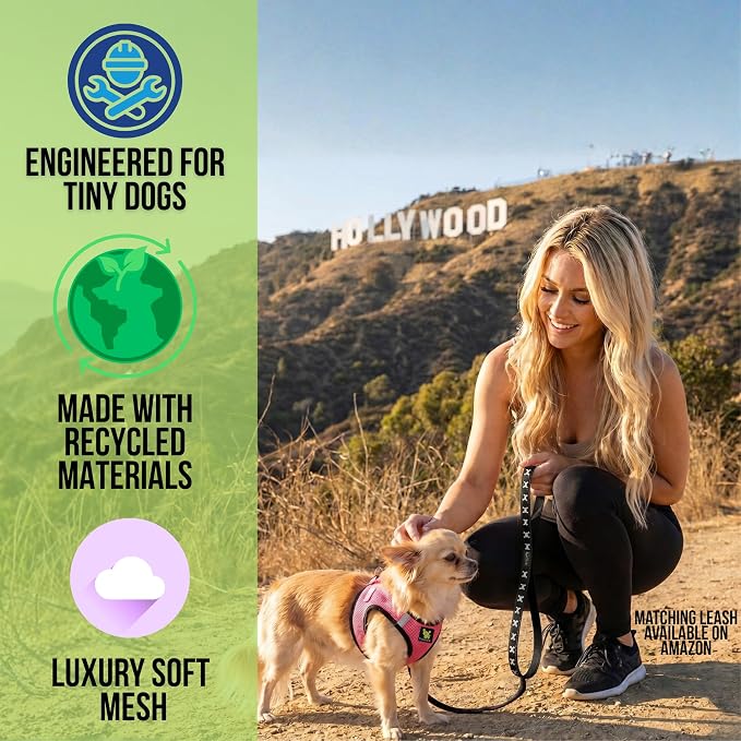 EcoBark XXS Dog Harness, Reflective & Adjustable Mini Body Halter Vest | Step in Teacup Dog Harnesses for XXS, XS, & Small Dogs, Tiny Soft Mesh Toy Breed Harnesses, Bubblegum Pink, XXS Size - Image 2