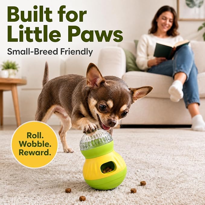HCY&WLD Dog Interactive Puzzle Toy Adjustable Treat Dispensing Ball (Green) | Sturdy Material, Self-Righting Wobble Base, Indoor Enrichment, Slow Feeder, Smarter Play, Mental Stimulation, Boredom Buster - Image 2