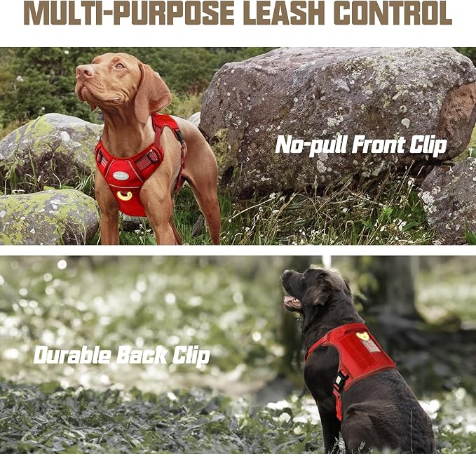 AUROTH Tactical Dog Harness for Large Dogs No Pull Adjustable Pet Harness Reflective K9 Working Training Easy Control Pet Vest Military Service Dog Harnesses Red XL | Easy Control Handle, Adjustable, Reflective, Military K9, for Doberman Husky Walking ... - Image 5