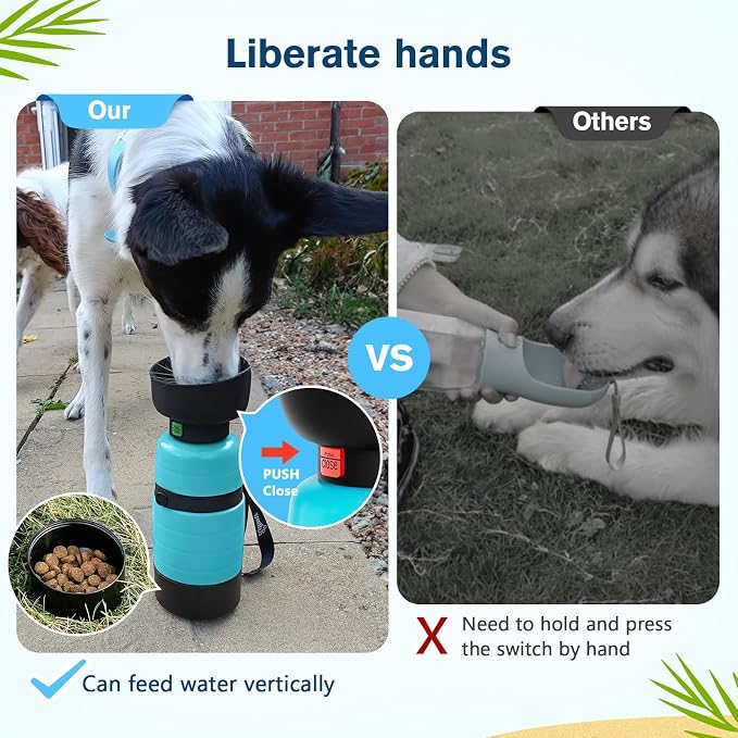 Pecute Dog Water Bottle Portable 22 oz with 5 oz Food Container, Poop Bag Holder, Portable Dog Water Bottle Dispenser, Leakproof, Lightweight, Pet Water Bottle for Dogs Outdoor Travel Walking | Portable, Lightweight, Leakproof BPA Free for hiking, camp... - Image 7