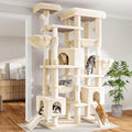 Sha Cerlin 87 in Multi-Level Tall Cat Tree Tower for Large Cats/Extra Wide Feline Activity Center/Sisal Scratching Posts/Wide Base/Cozy Plush Perches/Baskets/Hammocks/Toy Balls/Beige by SHACERLIN