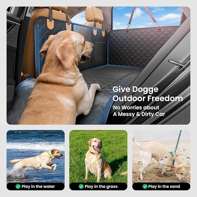 REEVAA Dog Car Seat Cover for Back Seat, Hard Bottom, L, Black+Orange | 450 lbs Extender, 45% More Space for 2-4 Large Dogs, Waterproof, Zippered Mesh Window, Fits for SUV Medium Truck - Image 5