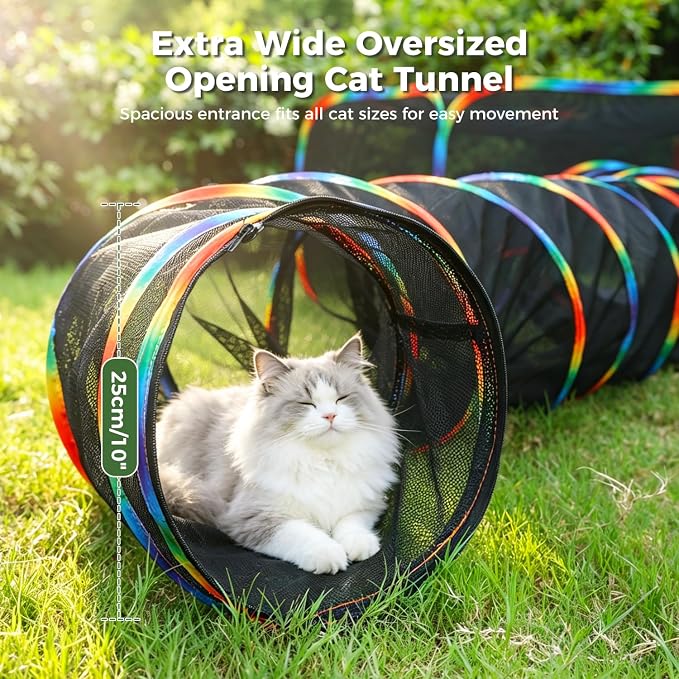 PAWZ Road Outdoor Cat Tunnel Portable Catio 2 in 1 Cat Tent & Play Tunnel | Large Collapsible Cat Enclosure with Breathable Mesh offers Full Visibility; Folds Compact for Travel, Fits Cats & Small Pets - Image 4