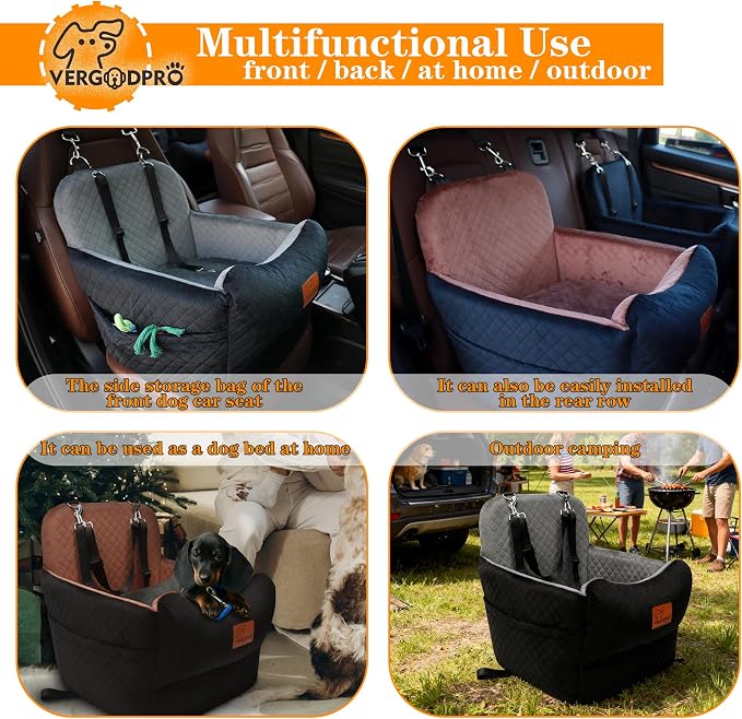 Dog Booster Car Seat for Medium/Small Sized Dogs,Memory Foam and Ultra Soft Fabric Car Pet Bed,Portable Travel Safety and Comfortable Dog Carseat with Washable Removable Cover,Thick Cushion（M-Black） - Image 5