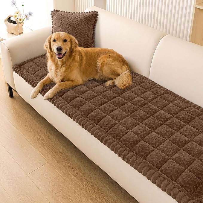 Smiry Couch Cover for Dogs, Non Slip Fuzzy Pet Sofa Covers Washable | Sofa Slipcovers for 2 Cushion Couch, Soft Thick Furniture Protector for Cats Dogs, Against Fur, Dirt, Scratch (27.6"x47") by Smiry