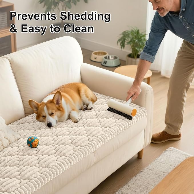 Smiry Couch Cover for Dogs Washable, Non Slip Fuzzy Pet Sofa Protector | Soft Thick Furniture Cover for Sofa, Loveseat and Sectional, Scratch & Pet Hair Resistant (Apricot, 27.6" x 95") - Image 6
