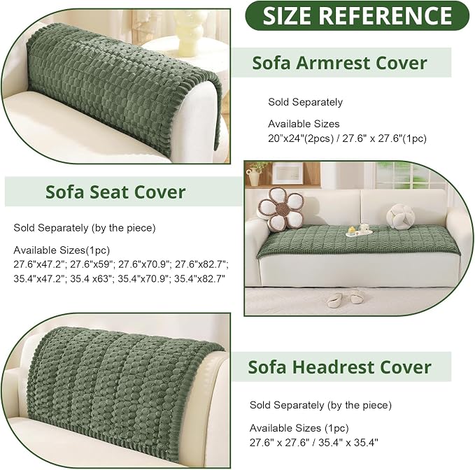 OstepDecor Couch Cover for Dogs, Washable Non Slip Sofa Cover for Pets | Soft Couch Covers for Sofa, Loveseat and Sectional, Furniture Protector Against Pet Hair & Dirt (27.6" x 47.2", Green) - Image 3