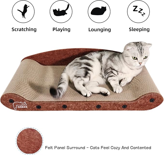 Cat Scratcher 24 Inch Cat Scratching Sofa Bed & 16" Lounge Box with Scratch Pad - Durable Cat Scratchers for Indoor Cats to Protect Your Furniture - Image 4