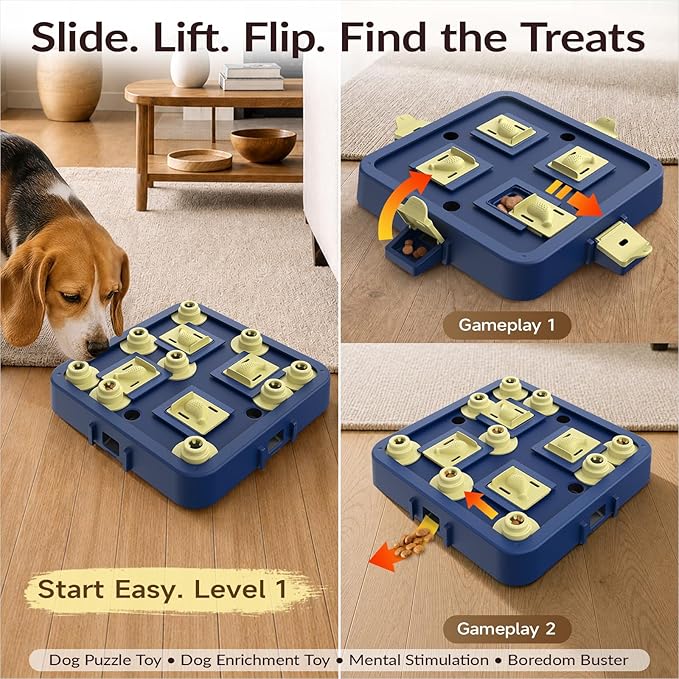 KADTC Dog Chess Puzzle Toy, 3-Levels, Mental Stimulation for Smart Dogs | Large size. Beginner-to-Advanced challenge beats boredom, burns energy, builds focus, slows eating, rewards sharper thinking. - Image 4