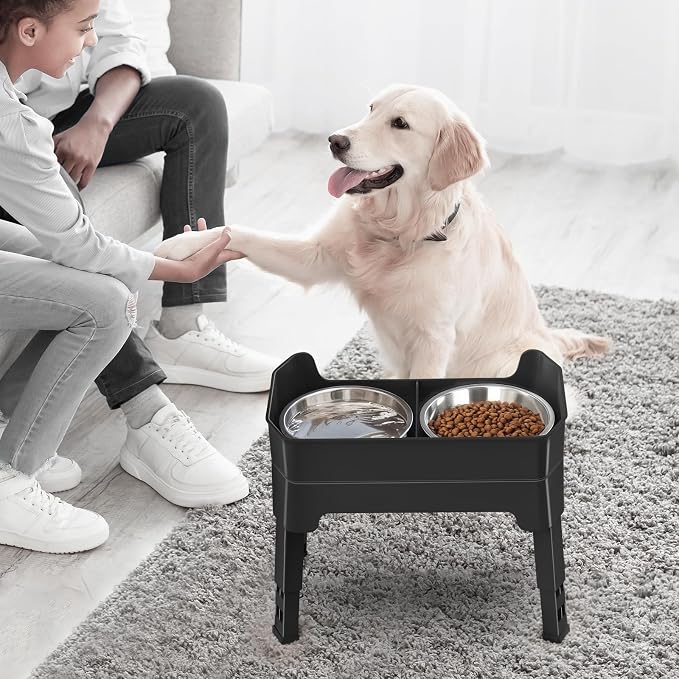 3-in-1 Elevated Dog Bowls Mess Proof Raised Slow Feeder Dog Bowls, 4 Height Adjustable Dog Bowl Stand Licking Plate with 2 56oz Stainless Steel Dog Food Bowls for Small Medium Large Dogs Pets - Image 8