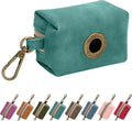 Didog Dog Poop Bag Holder for Leash, Stylish PU Leather, Green | Easy Clean for Daily Walking, Quick to Install on Leash & Harness, Easy-Pull with Metal Clip, Includes 1 Roll Pet Waste Bag by Didog