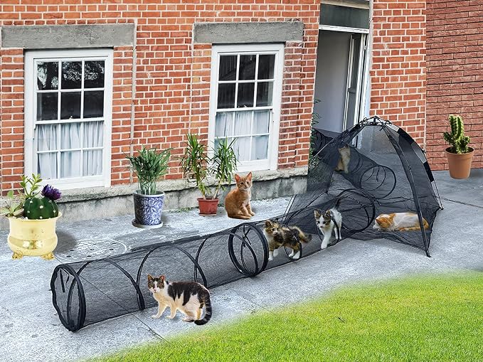 Portable Large Pop Up Pet Cat Tents Enclosures House for Outside Patio Indoor for Cat Puppy Rabbit Small Animals,Quick Opened,Independent or can be Connected to Tunnels - Image 5